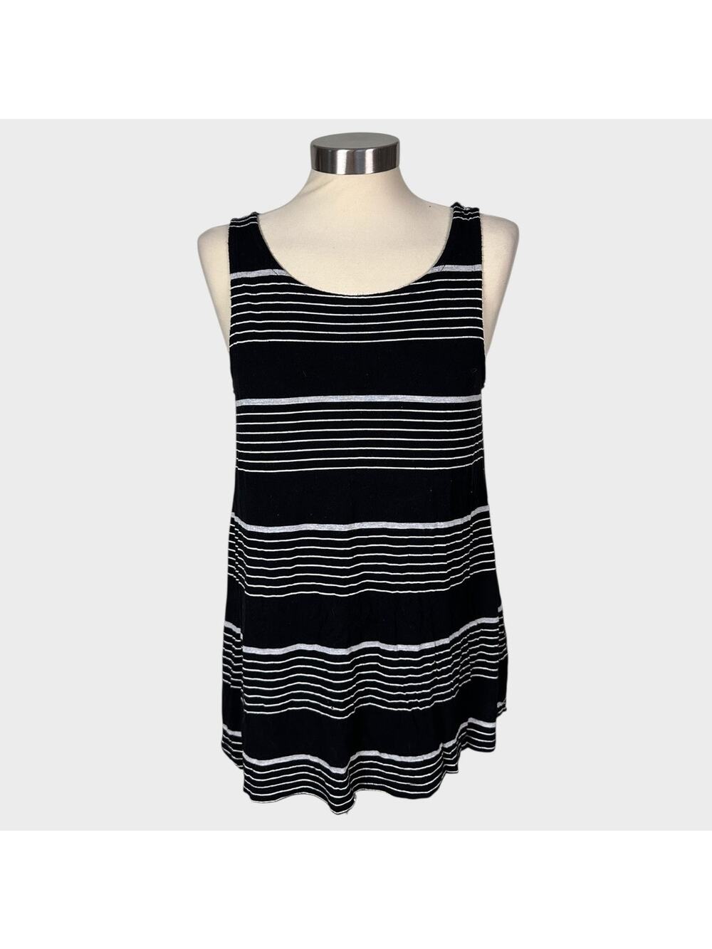 Gap Factory Luxe Black Gray Striped Tank Top Medium Rayon